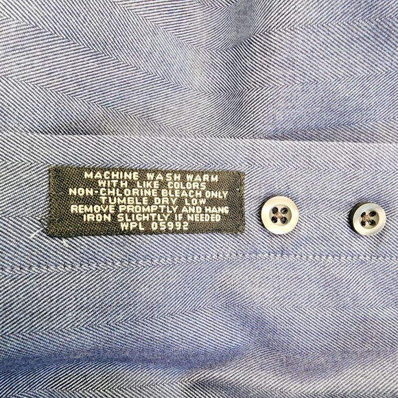 Jos A Bank Mens Blue Cotton Button Down Shirt Solid Long Sleeve Medium - Picture 5 of 5